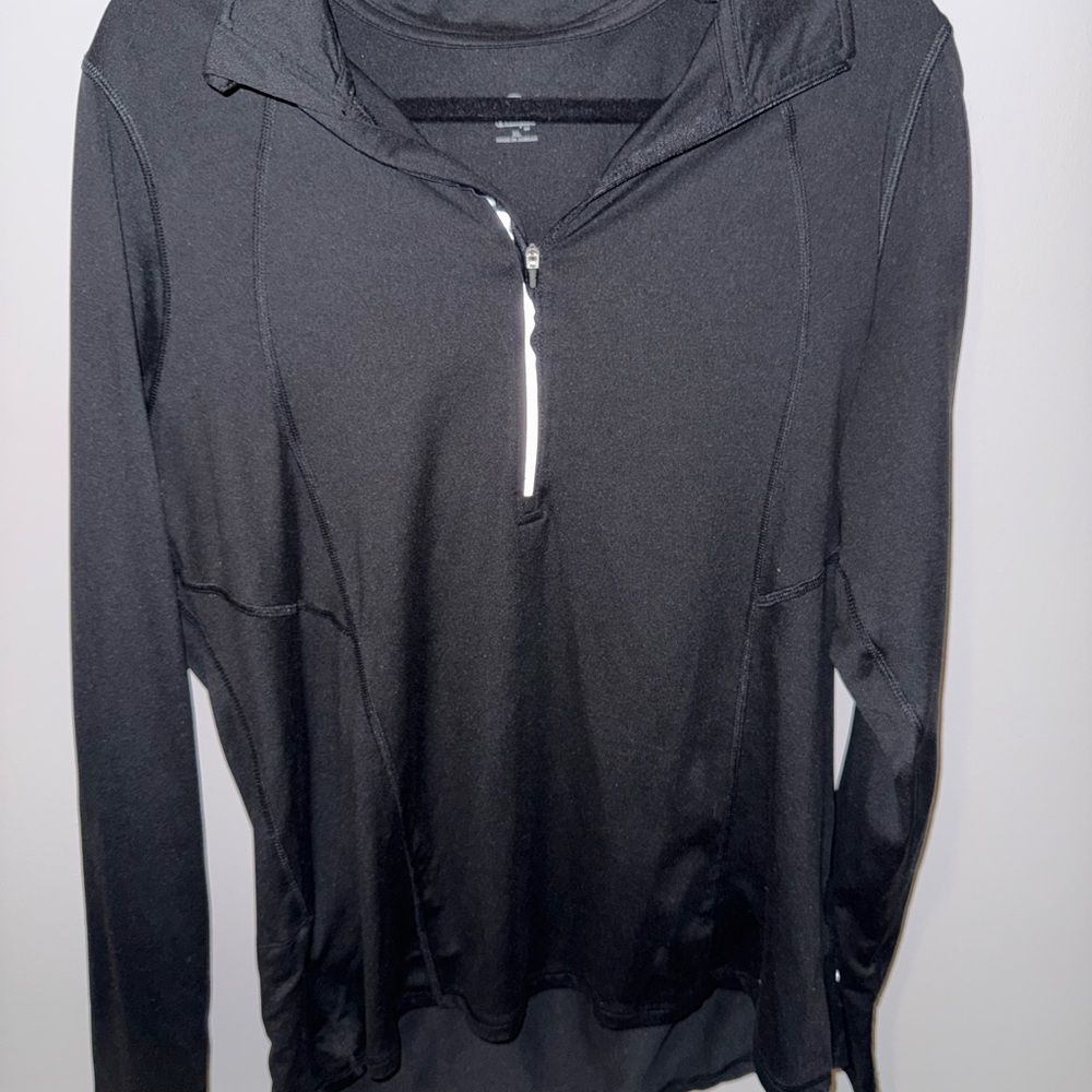 Black Quarter-Zip Women's Top